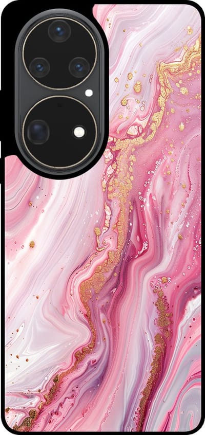 Smartphonica Telefoonhoesje Geschikt voor Huawei P50 Pro met marmer opdruk - TPU backcover case marble design - Roze geschikt voor Huawei P50 Pro