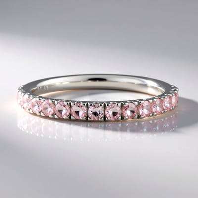 Cavill - Zilveren Ring 925 Sterling Zilver - 15 Nigeriaanse Roze Toermalijnen 0,524 ct - Platina Plated - Elegant & Vrouwelijk - Ronde Slijpsel 19 mm