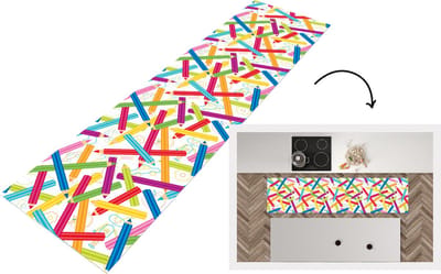 Keukenloper - Loper keuken - Potlood - Patronen - Regenboog - 200x50 cm - Keukenloper vinyl