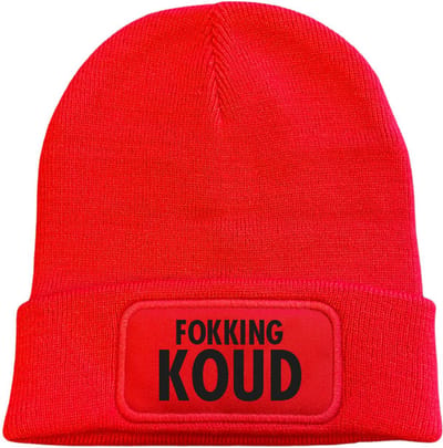 Fokking koud wintermuts rood | zwart - soBAD. | Wintersport | Après ski outfit Warme Muts voor Volwassenen | Heren en Dames Beanie