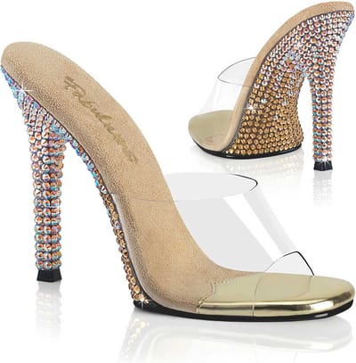 Fabulicious - GALA01DMM Muiltjes met hak - US 5 - 35 Shoes - Transparant/Goudkleurig