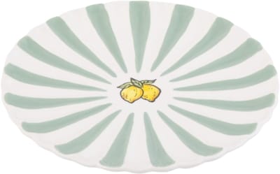 Ontbijtbord Fruity Citron – Groen/Wit – Aardewerk – ø 20cm - Dishes & Deco