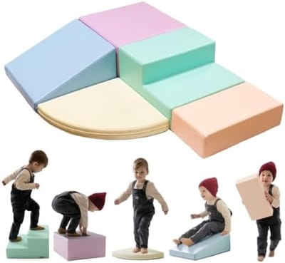 Zachte Klimhoek Speelset - 5 Pastel Kleurige Schuimblokken voor Baby's