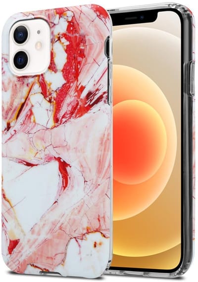 Cadorabo Hoesje geschikt voor Apple iPhone 12 PRO MAX in Wit Roze Marmer No. 20 - Beschermhoes gemaakt van TPU siliconen Case Cover met mozaïek motief