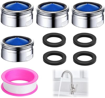Dailygoods - Perlatoren voor kranen, 4 stuks, M22 buitendraad, straalregelaar M22 van messing met zeefkraan, waterbesparing voor kraan, perlator, accessoires voor keuken en badkamer