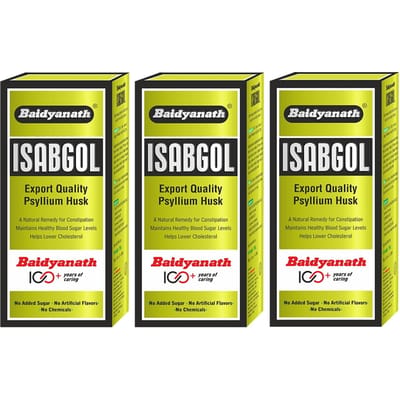 Baidyanath Isabgol Psylliumvezels Poeder 100g Pak van 3 Natuurlijk Vezelsupplement Voor Spijsvertering