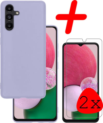 Hoesje Met 2x Screenprotector - Geschikt voor Samsung Galaxy A13 5G - Sterk & Shockproof - Back Cover - Siliconen Case - Telefoon Hoes - Lila