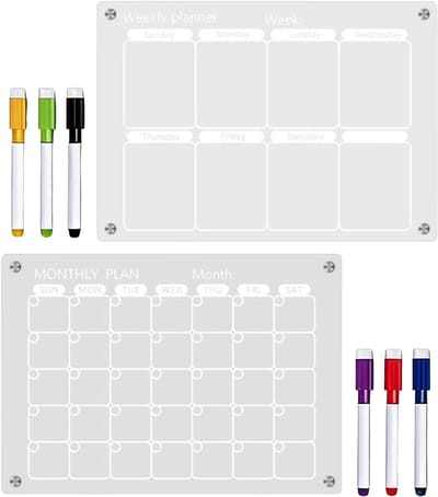 Acryl Notitieblok - Koelkast Planner - Dagelijkse Organisatie - Afveegbaar Maandoverzicht - 29.7x21cm - Transparant