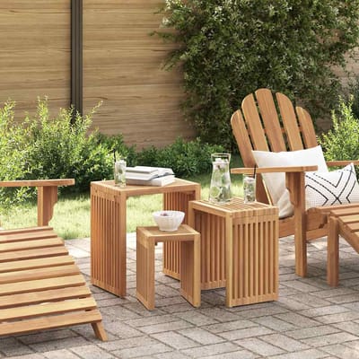 vidaXL Tuin Bijzettafel 3 st Bruin 33 x 44,5 x 51 cm Massief Teakhout