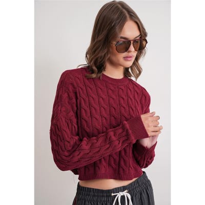 Cable Knit Patroon Ronde Hals Trui