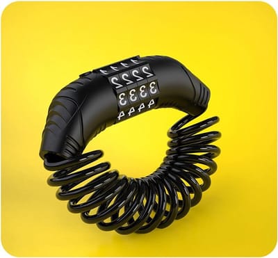 Helm Kettingslot - Fietsslot Combinatie - Veilig Spullen Vastmaken - Intrekbaar PVC Coating - 160 cm - Zwart