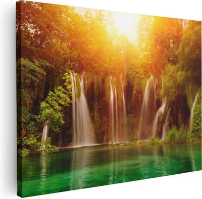 Artaza Canvas Schilderij Bos - 40x30 cm - Klein - Wanddecoratie Waterval - Muurdecoratie Landschap - Kamer Accessoires Natuur