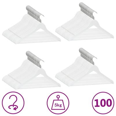 vidaXL - 100-delige - Kledinghangerset - anti-slip - hardhout - wit
