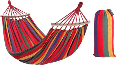 Eenpersoonshangmat - Relaxmat Luieren - Buiten Ontspannen - Met Spreidstok - 90x260 cm - Rood