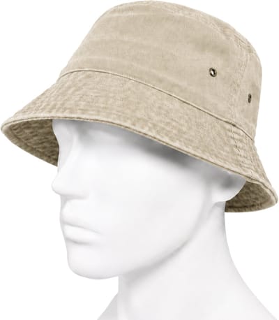 Bucket Hat - Washed Denim - Beige - Maat XS/S - Vintage Look - Heren & Dames - Unisex - Festivalhoedje - Vissershoedje - Zonnehoedje - Regenhoedje - Emmerhoedje - Zomerhoedje