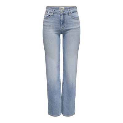 Only blauwe dames jeans   Blush   Regular waist   Stonewash wassing   Straight fit   5-Pocket zakken   Knoop- en ritssluiting   Regular waist Blauw