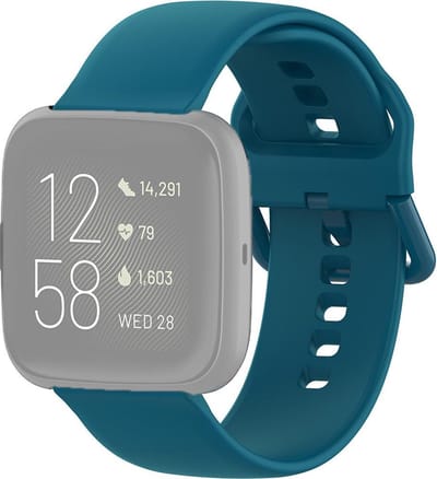 By Qubix - Compatible Fitbit bandje - geschikt voor Fitbit Versa 1 / 2 & Lite siliconen sportbandje met gespsluiting - Blauw - Maat: Small Smartwatchbandje bandje Armband Polsband Strap Band Watchband