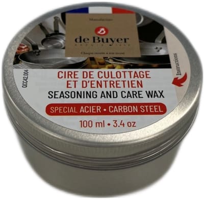 de Buyer Onderhoudswas voor Stalen Pannen – 100 ml – Natuurlijke Bescherming en Onderhoud – Made in France