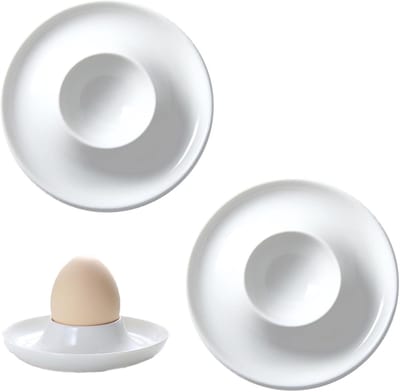 2 Stukken Porseleinen Eieren Cup,Ei Stands Saucers,Porselein Crèmewit Eierhouder,Harde Gekookte Eieren thuis Keuken Restaurant(wit, 9x9x2.5)