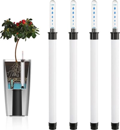Waterniveau Indicator voor Planten - 4 Stuks - Gietindicator voor Binnenplanten - Plastic Waterpeilmeter voor Bloempotten en Tuinplanten - 36 cm Lange Meetlat