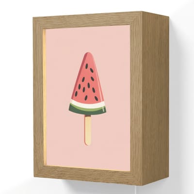 Wandlamp 15x20 cm - Oplaadbaar - Watermeloen - Ijsje - Pitjes - Rood - Wandlampen binnen woonkamer - Slaapkamer lamp met kabel - Decoratieve nachtlamp - Vloerlamp snoer