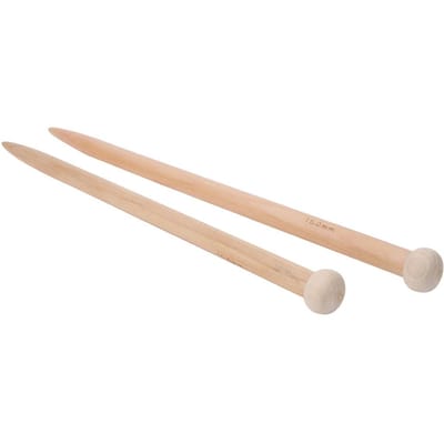 1 paar houten haaknaalden, breinaalden, handweefgereedschap voor sjaals, truien en dekens, 15 mm beige