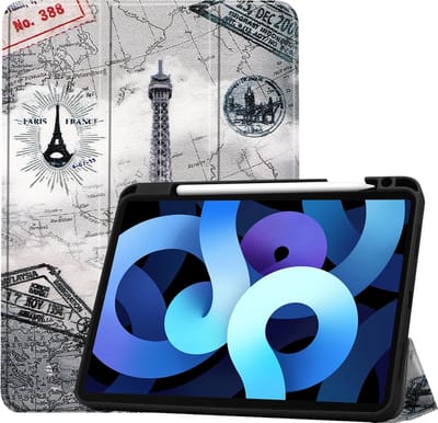 Hoesje - Geschikt voor Apple iPad Air 4 (2020) - 10.9 inch - 4e Generatie - Dun & Stevig - Trifold Bookcase - Hard Cover Case - Met Uitsparing Geschikt voor Apple Pencil - Hardcover Book - Tablet Hoes - Eiffeltoren