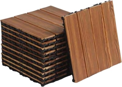 In Elkaar Grijpende Terrastegels - Houten Vloertegels - Buitenruimte Aankleden - Waterafvoer Ontwerp - 30x30cm - Bruin