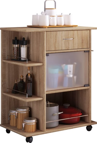 Houten keukentrolley Serveerwagen Rolbare trolley Planchet Rolbare Wielen Lade Pocis