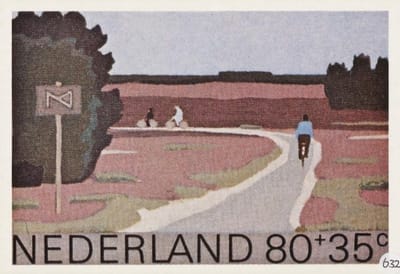 Briefkaart met afbeelding Heidelandschap postzegel