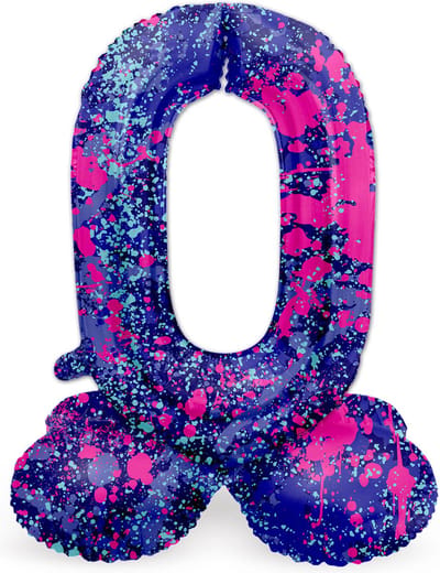 Folat - Staande folieballon Cijfer 0 Paint Splash - 72 cm