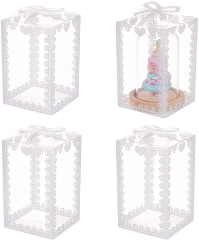 Dailygoods- Geschenkdozen 24 Stuks - Transparante Dozen - Bruiloft/Gunst Dozen - Snoep/Chocolade Verpakking - 14x9x9cm - PVC met Strikpatroon - Cadeauverpakking