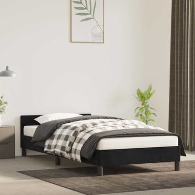 vidaXL - Bedframe - met - hoofdeinde - zonder - matras - 90x200 - cm - fluweel - zwart