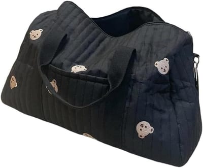 Grote zwangerschapstas, schoudertas, 48 ​​x 28 x 24 cm, dameshandtas, zwangerschapstas, multifunctionele reistas, geschikt voor uitstapjes en reizen, Zwart