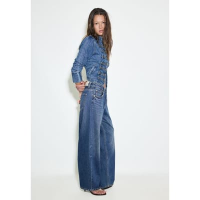 Stradivarius D80 Barrel fit jeans  MIDDENBLAUWE DENIM WASSING 42