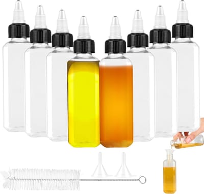 Famanu – Knijpfles set van 8, 100 ml, kunststof sausflessen met puntdop