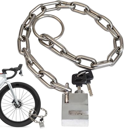 Fietsslot Kettingslot - Veiligheidsketting - Diefstal Beveiligen - Roestvrij Staal - 80 cm Lengte - Zwart