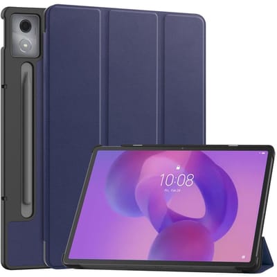Coverup Tablethoes geschikt voor Lenovo Idea Tab Pro Hoesje - Tri-Fold Book Case met Wake/Sleep - Donkerblauw