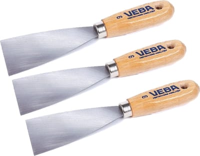 3x Veba Plamuurmes 6cm Houten Handvat  - Voordeelverpakking