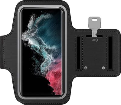 Arara Armband Geschikt voor Samsung Galaxy S22 ultra sportarmband - hardloopband - Sportband hoesje - zwart