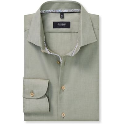 OLYMP Signature Overhemd, Tailored Fit, Signature Kent, Grijsgroen