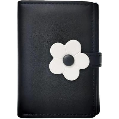 Leuke kleine portemonnee voor meisjes Dames Portemonnee Geldzak Bloemen PU lederen kaarthouder Portemonnee black