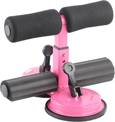 Sit Up Bar - Buikspier Trainer - Full Body Training - Dubbele Zuignap - Drie Hoogteverstellingen - Roze