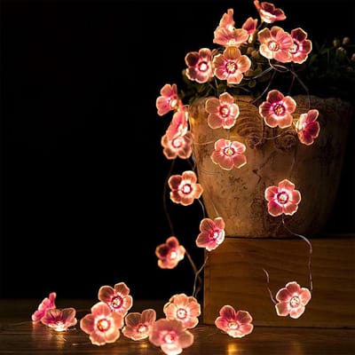 Kersenbloesem lichtsnoer - 2 meter - ringwandlampjes - op batterijen - Japanse kersenbloesem voor binnen - Tuindecoratie voor buiten