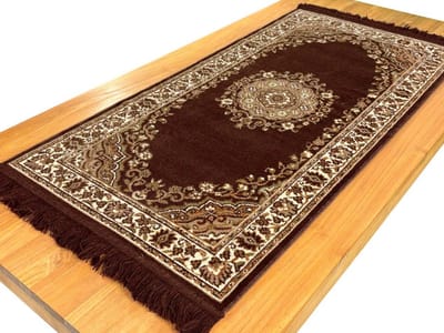 Smyrna Tafelloper Sardis donkerbruin - met medaillon - 70 x 140 cm