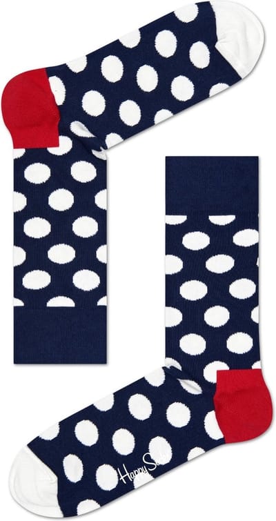 Happy Socks Big Dot Sokken - Donkerblauw/Wit - Maat 41-46