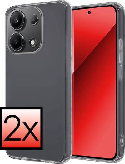 Hoesje - 2 Stuks - Geschikt voor Xiaomi Redmi Note 13 4G - Sterk & Shockproof - Case Siliconen - Back Cover - Telefoon Hoes - Transparant