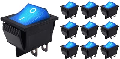 ProRide Wipschakelaar ON-OFF KCD4-202 - 2 Polig - 250V/16A - 30x22mm - Blauw met controlelampje - 10 stuks