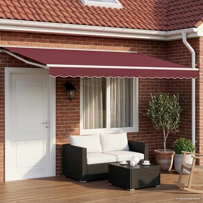 vidaXL - Handmatig - uitschuifbare - luifel - Bordeauxrood - 4 - × - 3 - m