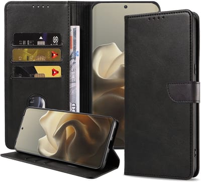 Geschikt voor Motorola Edge 60 Pro Telefoonhoesje Kunstleer met Magnetisch lipje en Pasjeshouder Book Case met Klepje - Walletcase with Cardslot - Zwart - Smartphonica geschikt voor Motorola Edge 60 Pro